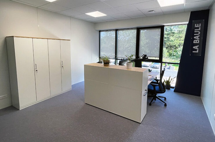 un bureau avec une armoire rangement