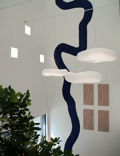 suspensions et lignes graphiques bleue
